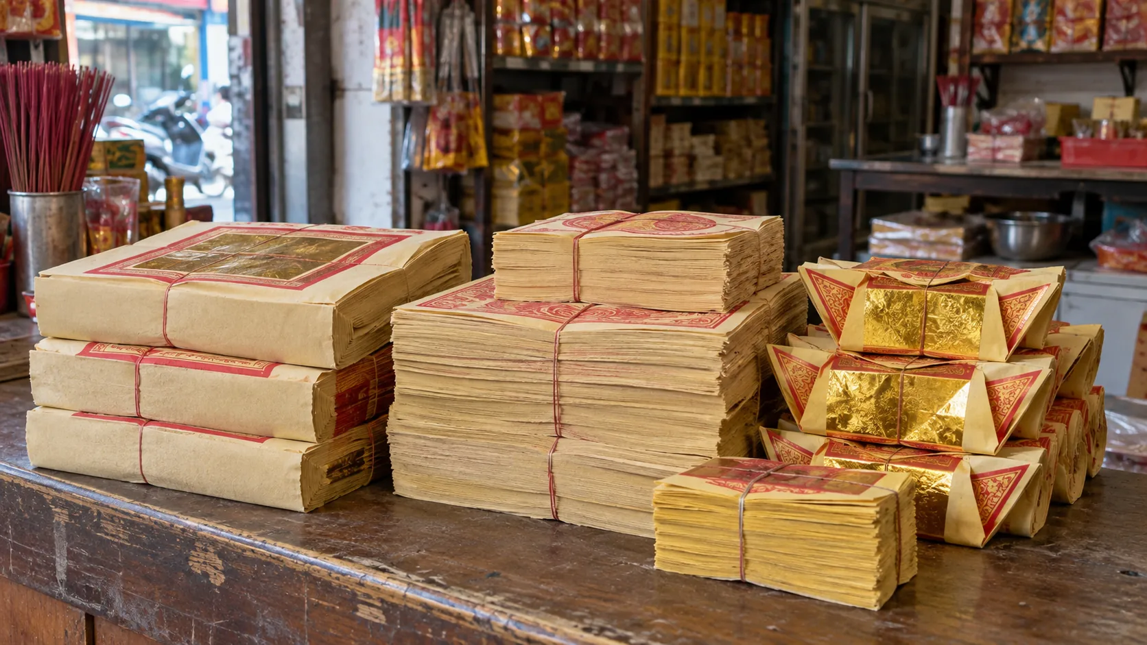 金香鋪店內金紙商品陳列